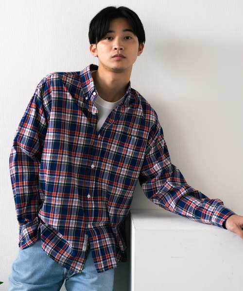 ブラウス シャツ SERO/セロ B.D WIDE SHIRT MADRAS CHECK マドラスチェックシャツ ビッグシルエット レディース SERO ブラウス シャツ SERO/セロ B.D WIDE SHIRT MADRAS CHECK