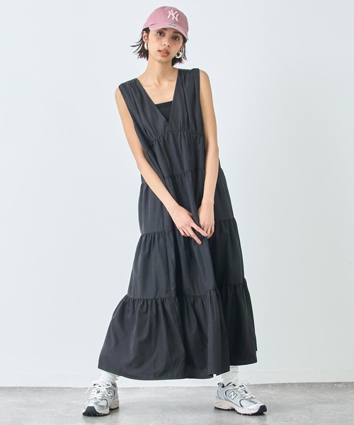 近年【美品✨】アンタイトル　ノースリーブロングワンピース ティアード 2XL 近年【美品✨】アンタイトル ノースリーブロングワンピース