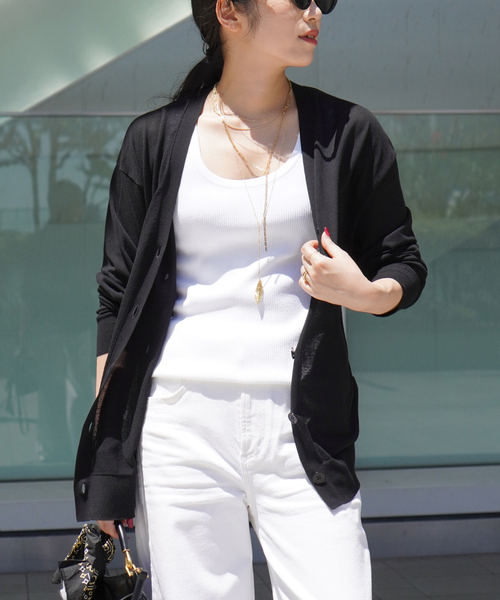 ニット セーター *Fine Cotton Vneck Cardigan レディース