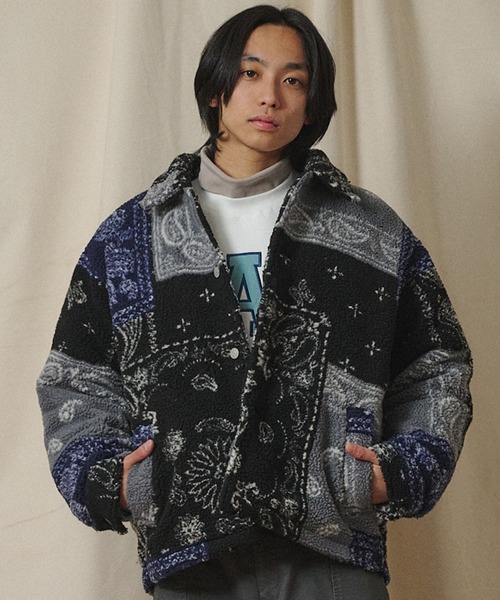 ブルゾン アウター Universal Style Wear ジャカード ボア パッチ