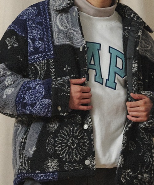 ブルゾン アウター Universal Style Wear ジャカード ボア パッチ
