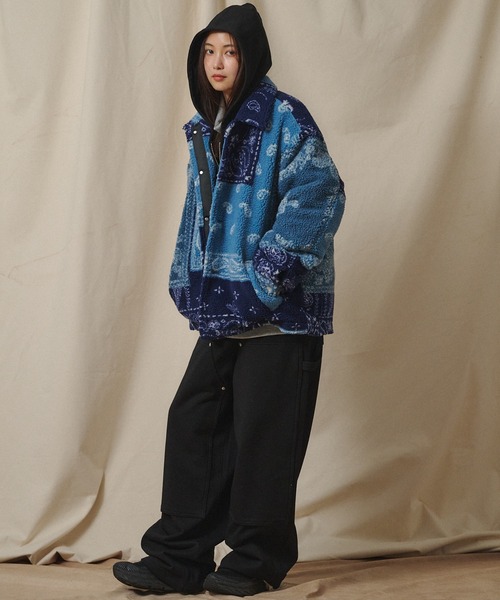 ブルゾン アウター Universal Style Wear ジャカード ボア パッチ