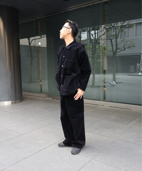 timPapas硫化染ヴィンテージ加工マルチポケットデニムカバーオールM黒 Many men, many minds. カバーオール MANYMENMANYMINDS / フロッキー