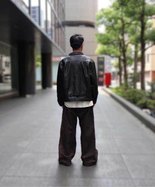 ブルゾン アウター many men many mind /ラムレザー トラッカーJKT メンズ レディースの画像