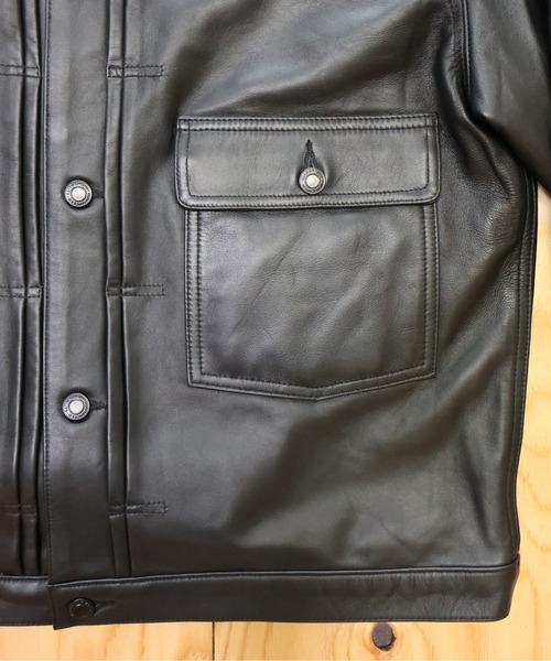 ブルゾン アウター many men many mind /ラムレザー トラッカーJKT メンズ レディースの画像