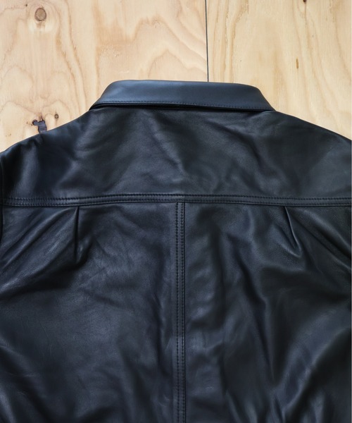 ブルゾン アウター many men many mind /ラムレザー トラッカーJKT メンズ レディースの画像