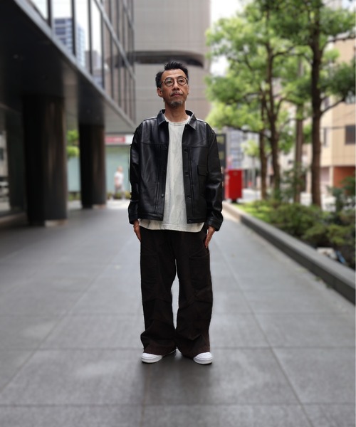 ブルゾン アウター many men many mind /ラムレザー トラッカーJKT メンズ レディースの画像