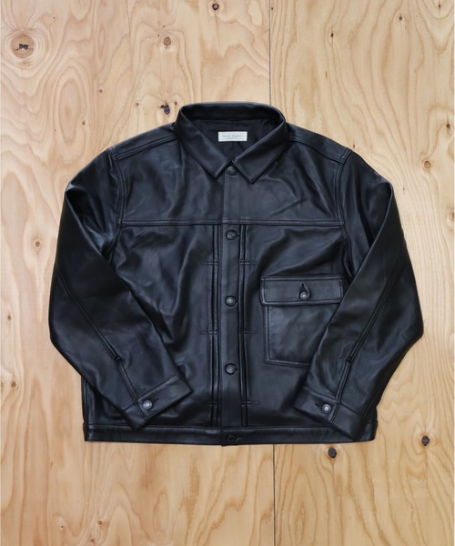 ブルゾン アウター many men many mind /ラムレザー トラッカーJKT メンズ レディースの画像
