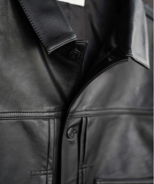 ブルゾン アウター many men many mind /ラムレザー トラッカーJKT メンズ レディースの画像