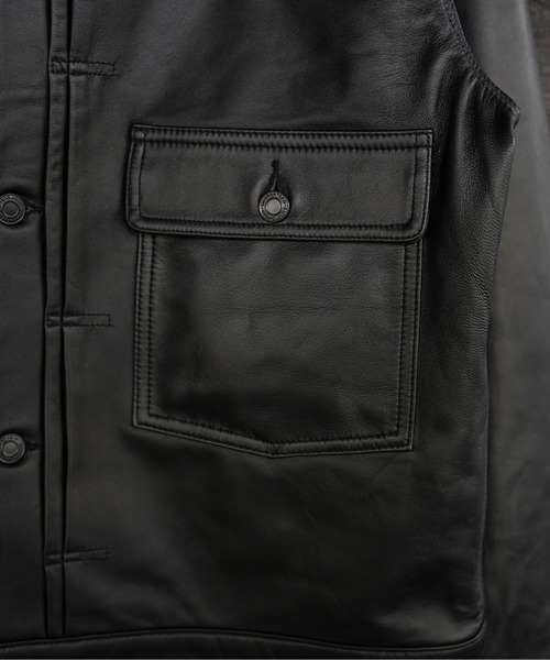 ブルゾン アウター many men many mind /ラムレザー トラッカーJKT メンズ レディースの画像