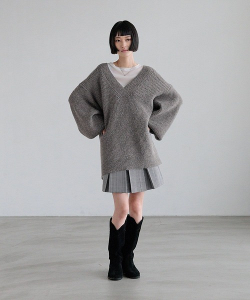 クロエ Chloe ニット チュニック セーター カシミヤ レースアップ ロングスリーブ トップス レディース S グレー Chloe(クロエ) ニット・セーター(レディース) - ブランド通販のBUYMA