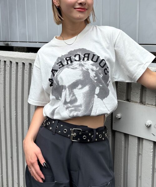 「Sourcream」 半袖Tシャツ MEDIUM グレー レディース_画像3