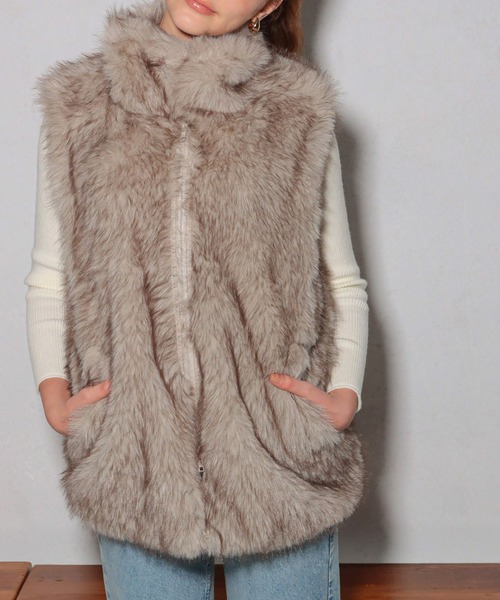 23区 ゴルフ ロングベスト ファーベスト 中綿 ベスト ダブルジップ