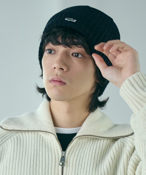 LACOSTE（ラコステ） ニット帽 ニットキャップ ワンポイントウール