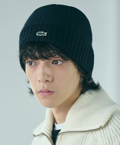 LACOSTE（ラコステ） ニット帽 ニットキャップ ワンポイントウール