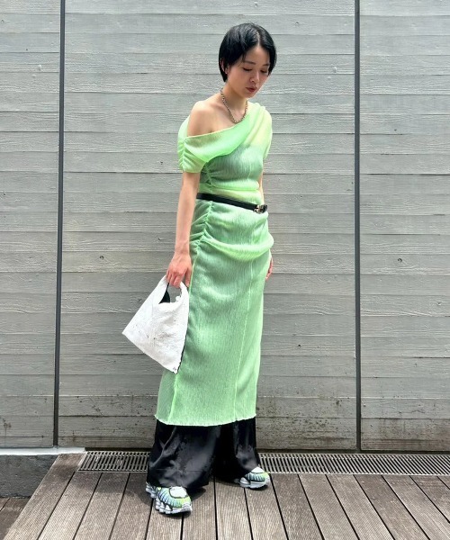 fetico ワンピース FETICO（フェティコ） ワンピース FETICO SHEER GATHERED KNIT DRESS