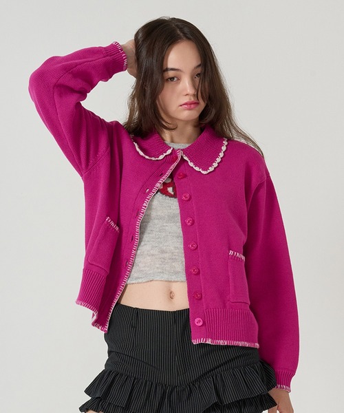 コート アウター ハンドステッチ ニットジャケット TINA JOJUN レディース