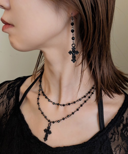 ゴシック系 クロスチャーム多重チェーンネックレス ゴシック系 クロスチャーム多重チェーンネックレス ゴシック クロス