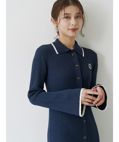 TONAL（トーナル） ワンピース エンブレム刺繍ポロニットワンピース