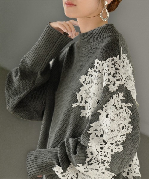 HUG.U（ハグユー） ニット セーター 綿100% 鹿の子レースニット