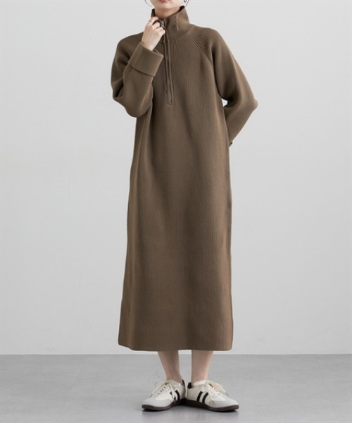 ニッセン（nissen） ワンピース ハーフジップニットマキシワンピース