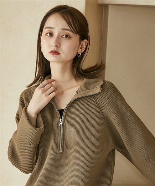 ニッセン（nissen） ワンピース ハーフジップニットマキシワンピース