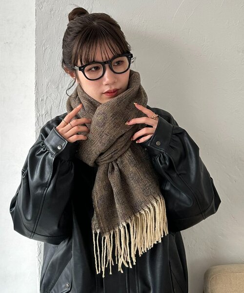 新品★AP STUDIO★ファージャガードストール ファージャガード大判ストールリバーシブル BROWNBEIGE×BLACK