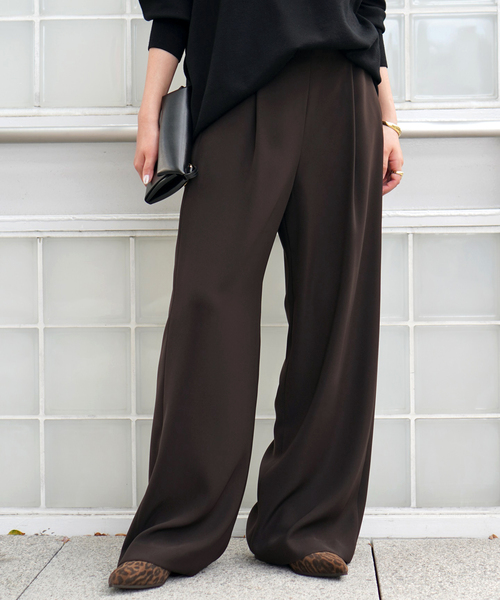 EVERYDAY I LIKE. スラックス パンツ *イージーワイドパンツ