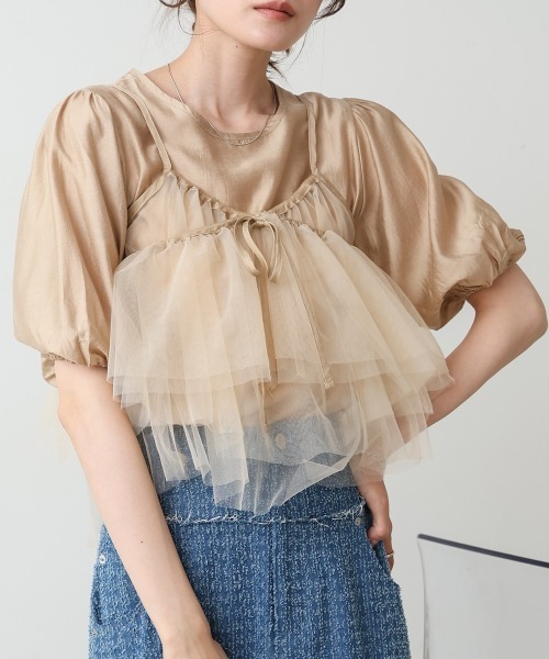 「Bab」 半袖ブラウス M ベージュ レディース_画像2