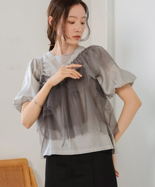 「Bab」 半袖ブラウス M ベージュ レディース_画像8