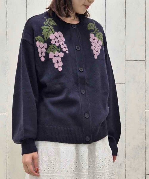 Bleu Bleuet（ブルーブルーエ） カーディガン le petale グレープ