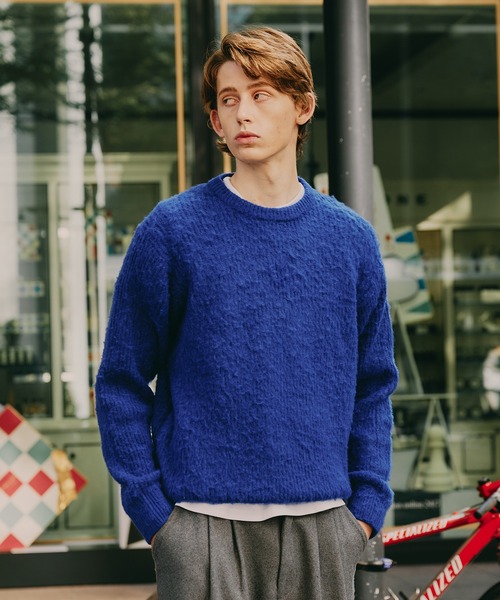 ✨️希少カラー✨️Ron Herman セーター ニット グラデーション L 青 RHC ロンハーマン限定“ダサかわ”ニット、羊＆ヤギの総柄やクラシカルな