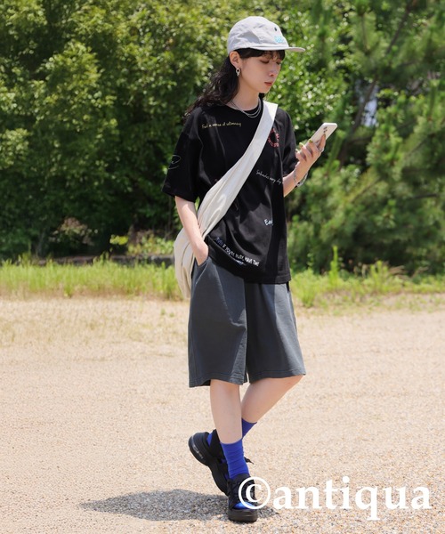 「antiqua」 半袖Tシャツ P ブラック系その他 レディース_画像4