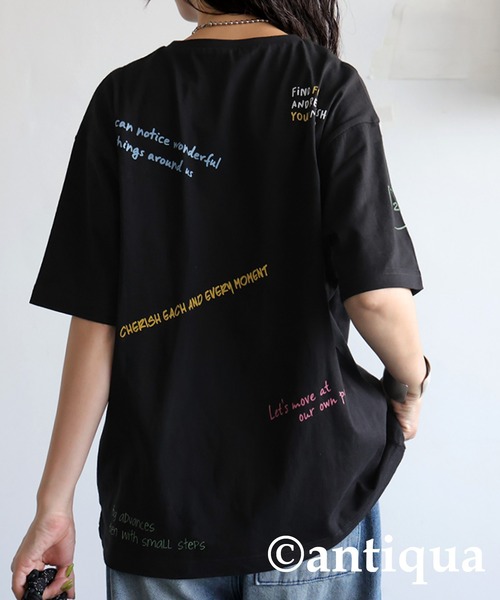 「antiqua」 半袖Tシャツ P ブラック系その他 レディース_画像6
