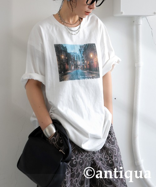 「antiqua」 半袖Tシャツ P ブラック系その他 レディース_画像9