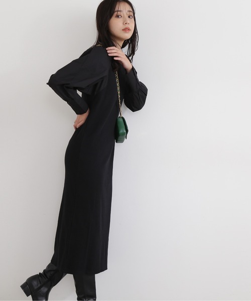 「NATURAL BEAUTY BASIC」 ニットワンピース MEDIUM ダークブルー レディース_画像2