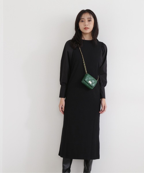「NATURAL BEAUTY BASIC」 ニットワンピース MEDIUM ダークブルー レディース_画像6