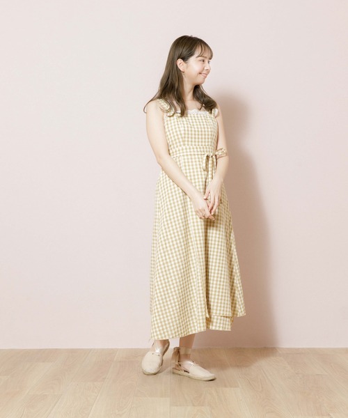 「flower」 キャミソールワンピース FREE イエロー レディース_画像9