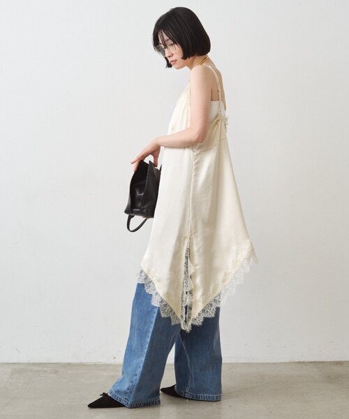 Loungedress（ラウンジドレス） キャミソール サテンレースアシメ