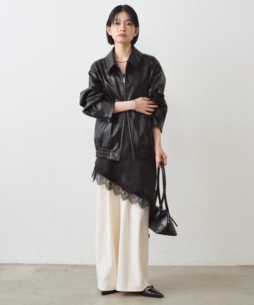 Loungedress（ラウンジドレス） キャミソール サテンレースアシメ