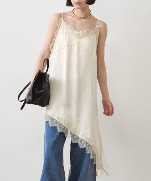 Loungedress（ラウンジドレス） ブラウス シャツ サテンレースアシメ