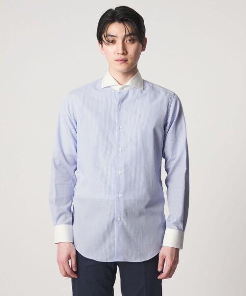 A DAY IN THE LIFE シャツ グラフチェック クレリック ホリゾンタル