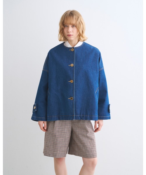 ステンカラーコート コート MALTON N/C SHORT DENIM レディースの画像