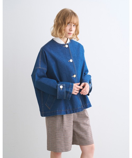 ステンカラーコート コート MALTON N/C SHORT DENIM レディースの画像