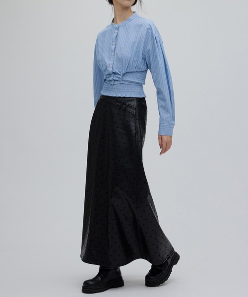 Ameri（アメリ） ロング スカート DOT FLOCKY LEATHER SKIRT