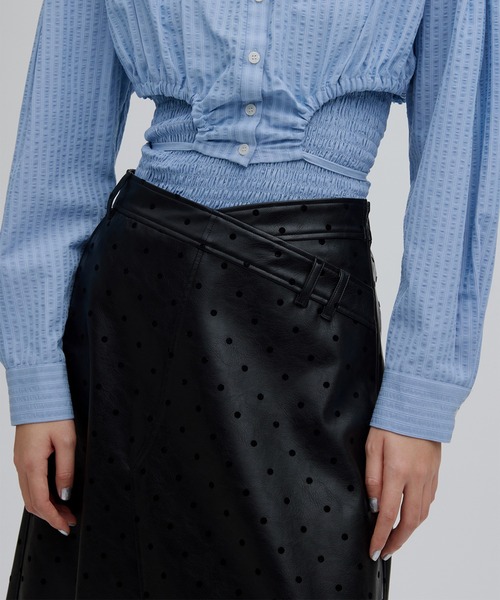 Ameri（アメリ） ロング スカート DOT FLOCKY LEATHER SKIRT