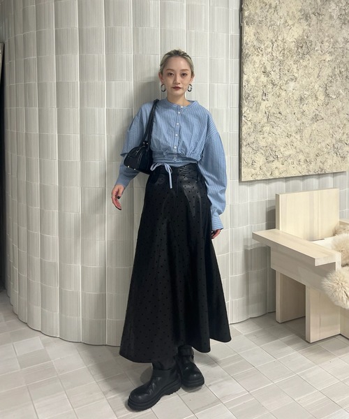 Ameri（アメリ） ロング スカート DOT FLOCKY LEATHER SKIRT