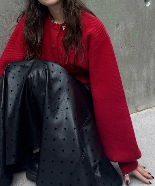 Ameri（アメリ） ロング スカート DOT FLOCKY LEATHER SKIRT