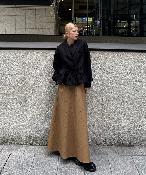 Ameri（アメリ） ロング スカート DOT FLOCKY LEATHER SKIRT