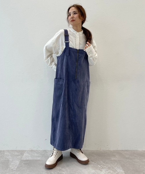 新品　ニコアンド　デニムサロペットロングスカート　L niko and…（ニコアンド） サロペットスカート LARGE グリーン
